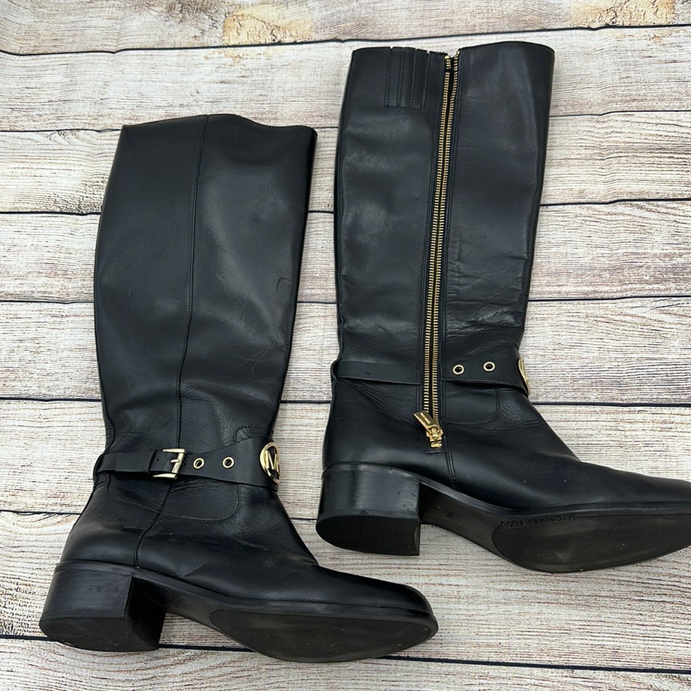 Michael Kors Black and Gold Boots Size 7.5